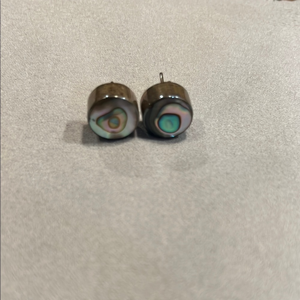 Sterling Silver and Green Stud Earrings